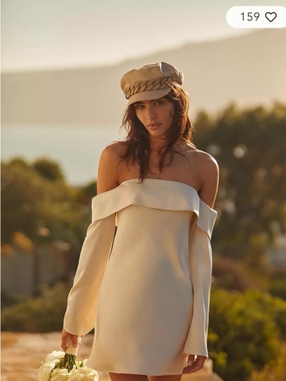 Reformation Off-Shoulder Cream Mini Dress